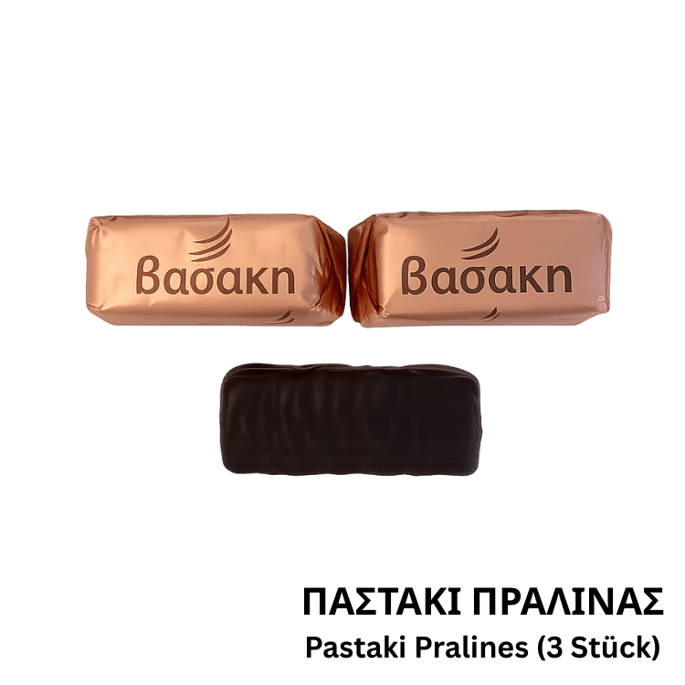 Pastaki Pralines Köstlichkeit (Kerasma) Vasaki (3 Stück) von Vasaki bei Araxxon - Hochwertiges griechisches Produkt. Pastaki Pralines Köstlichkeit (Kerasma) Vasaki (3 Stück) από Vasaki στο Araxxon - Αυθεντικό ελληνικό προϊόν.