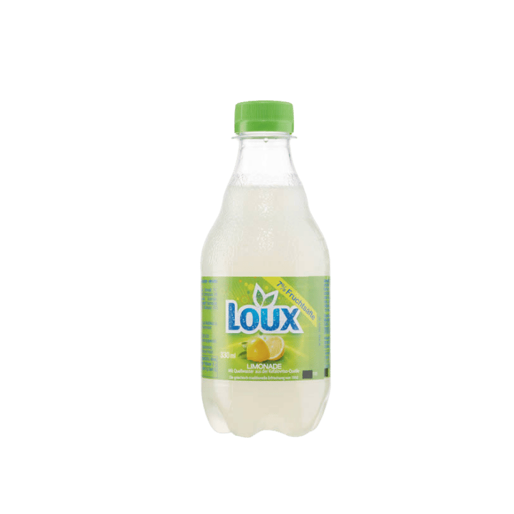 Lemon Fruchtsaftgetränk Lemonada (330ml) Loux von Loux bei Araxxon  - Hochwertiges griechisches Produkt.   Lemon Fruchtsaftgetränk Lemonada (330ml) Loux από Loux στο Araxxon  - Αυθεντικό ελληνικό προϊόν.