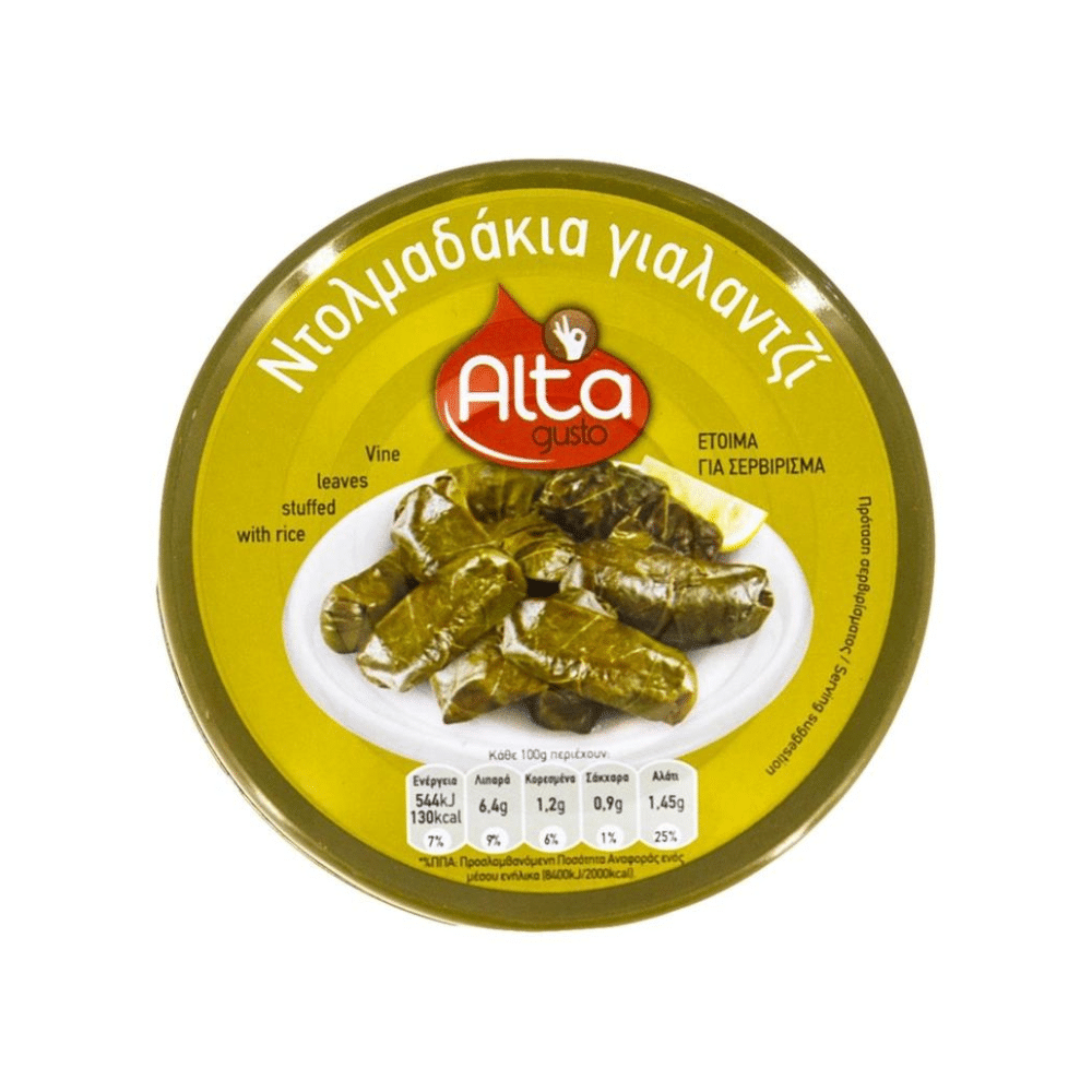 Alta Gusto Dolmadakia (Reis in Weinblätter) 190g von Alta Gusto bei Araxxon - Hochwertiges griechisches Produkt. Alta Gusto Dolmadakia (Reis in Weinblätter) 190g από Alta Gusto στο Araxxon - Αυθεντικό ελληνικό προϊόν.