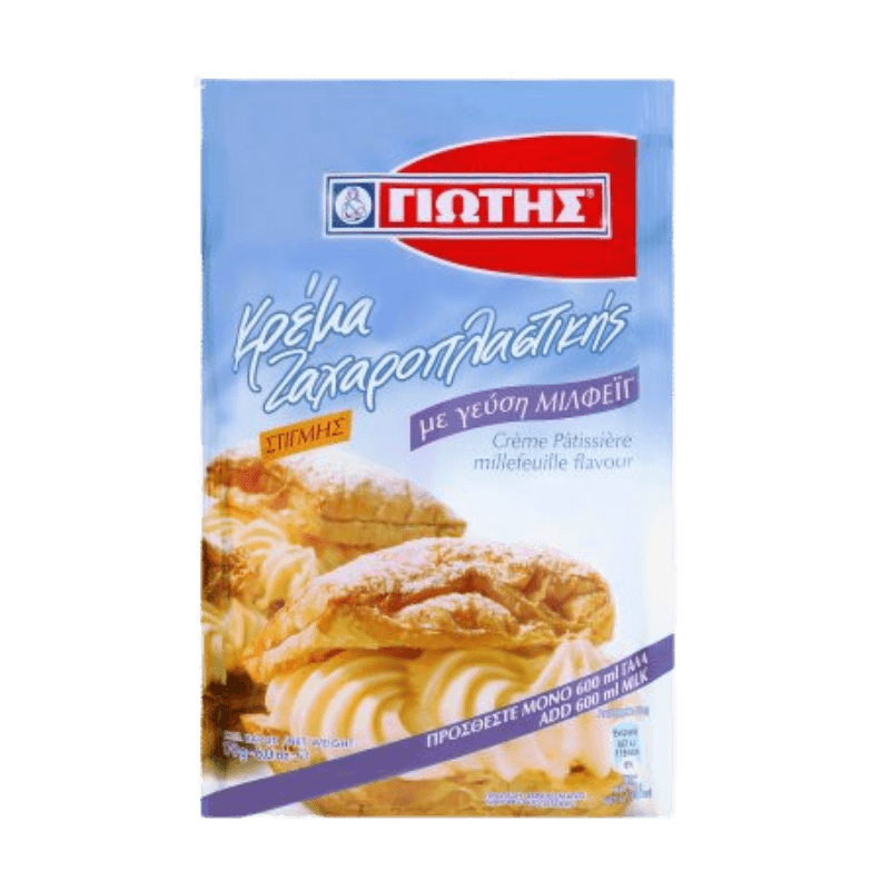 Cremé Zacharoplastikis Milfeig (170g) Jotis von Jotis bei Araxxon - Hochwertiges griechisches Produkt. Cremé Zacharoplastikis Milfeig (170g) Jotis από Jotis στο Araxxon - Αυθεντικό ελληνικό προϊόν.