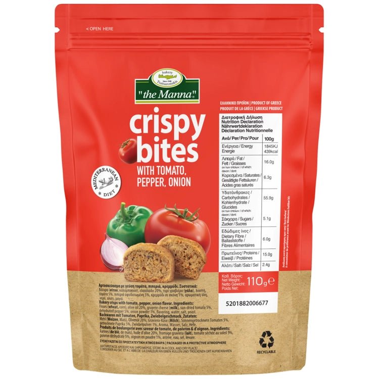 Crispy Bites Tomaten, Paprika & Zwiebeln (110g) To Manna - Araxxon