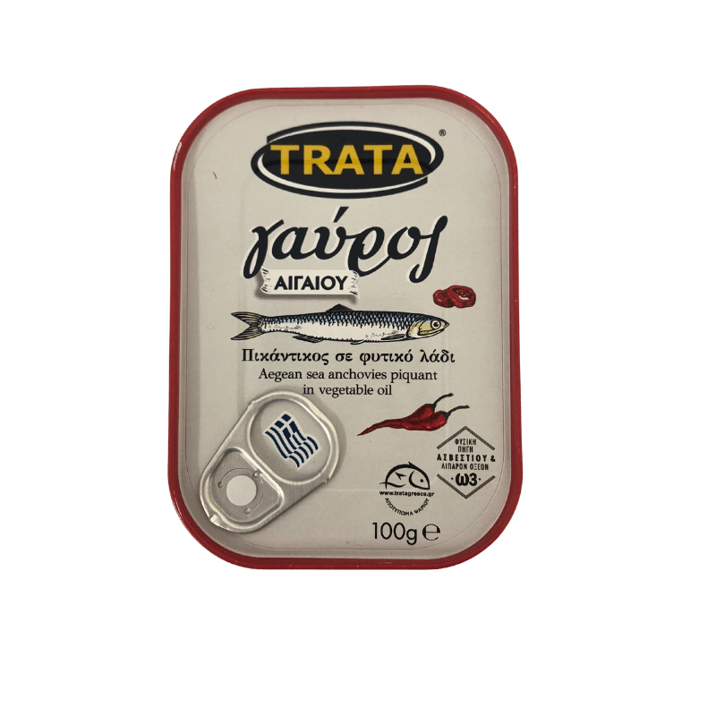 Gavros Sardellen Pikant (100g) Trata von Trata bei Araxxon  - Hochwertiges griechisches Produkt.   Gavros Sardellen Pikant (100g) Trata από Trata στο Araxxon  - Αυθεντικό ελληνικό προϊόν.