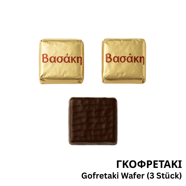 Gofretaki Wafer Köstlichkeit (Kerasma) Vasaki (3 Stück) von Vasaki bei Araxxon - Hochwertiges griechisches Produkt. Gofretaki Wafer Köstlichkeit (Kerasma) Vasaki (3 Stück) από Vasaki στο Araxxon - Αυθεντικό ελληνικό προϊόν.