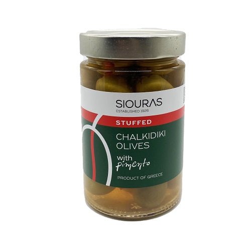 Grüne Oliven mit Paprika 121-140 (200g) Siouras von Siouras bei Araxxon - Hochwertiges griechisches Produkt. Grüne Oliven mit Paprika 121-140 (200g) Siouras από Siouras στο Araxxon - Αυθεντικό ελληνικό προϊόν.