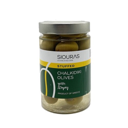 Grüne Oliven mit Zitrone 121-140 (200g) Siouras von Siouras bei Araxxon - Hochwertiges griechisches Produkt. Grüne Oliven mit Zitrone 121-140 (200g) Siouras από Siouras στο Araxxon - Αυθεντικό ελληνικό προϊόν.