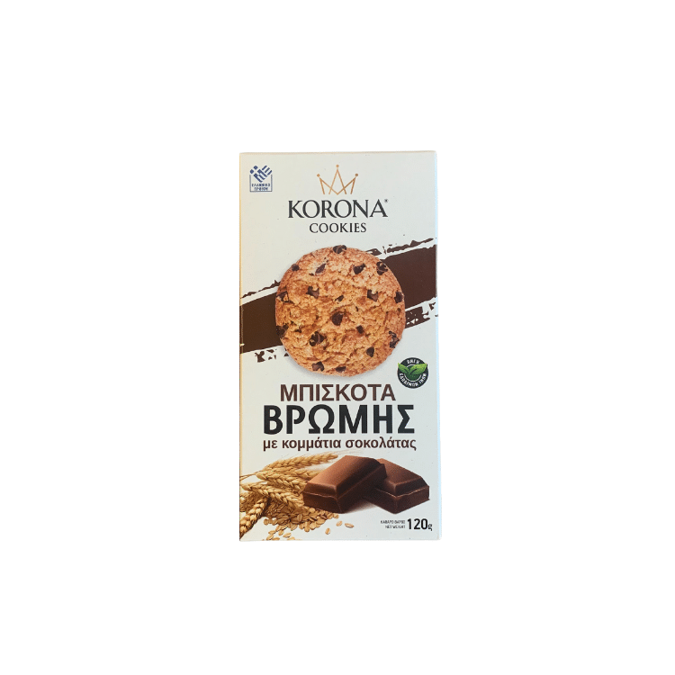 Haferflockenkekse mit Schokoladenstücken (120g) von Korona bei Araxxon  - Hochwertiges griechisches Produkt.   Haferflockenkekse mit Schokoladenstücken (120g) από Korona στο Araxxon  - Αυθεντικό ελληνικό προϊόν.