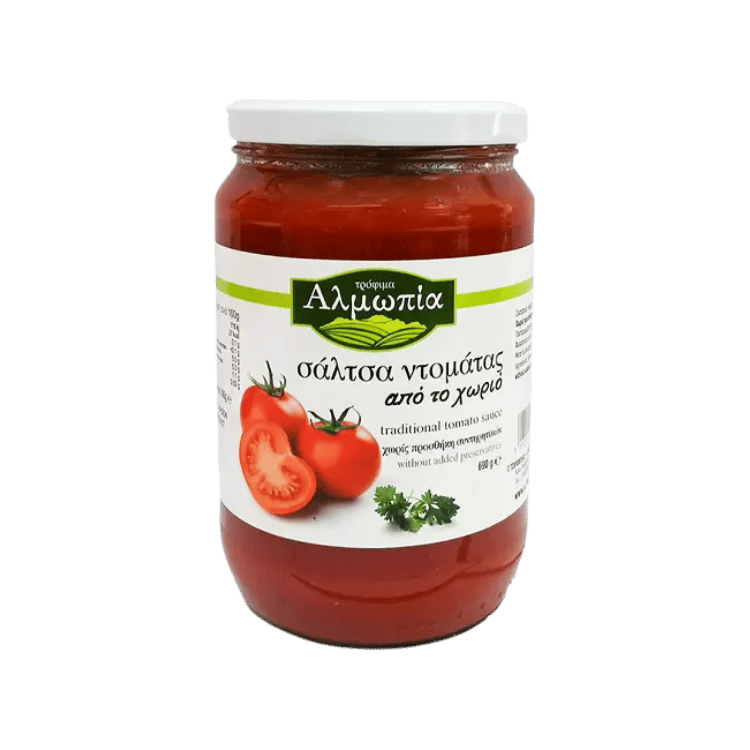 Hausgemachte Tomatensauce (690g) Almopia von Almopia bei Araxxon  - Hochwertiges griechisches Produkt.   Hausgemachte Tomatensauce (690g) Almopia από Almopia στο Araxxon  - Αυθεντικό ελληνικό προϊόν.