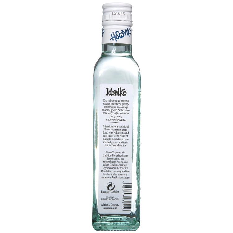 Idoniko Tsipouro mit Anis (200ml) Costa Lazaridi von Costa Lazaridi bei Araxxon - Hochwertiges griechisches Produkt. Idoniko Tsipouro mit Anis (200ml) Costa Lazaridi από Costa Lazaridi στο Araxxon - Αυθεντικό ελληνικό προϊόν.