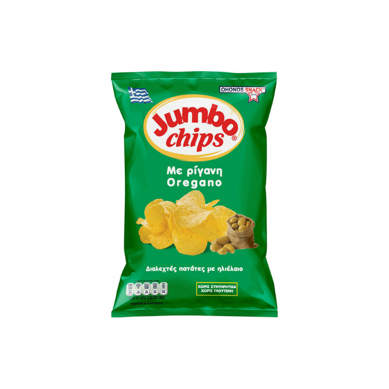 Jumbo Chips Rigani (Oregano) Glutenfrei (50g) Jumbo von Jumbo bei Araxxon  - Hochwertiges griechisches Produkt.   Jumbo Chips Rigani (Oregano) Glutenfrei (50g) Jumbo από Jumbo στο Araxxon  - Αυθεντικό ελληνικό προϊόν.