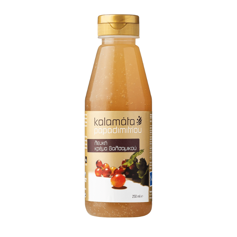 Kalamata Papadimitriou Weiße Balsamicocremé (250ml) von Kalamata Papadimitriou bei Araxxon  - Hochwertiges griechisches Produkt.   Kalamata Papadimitriou Weiße Balsamicocremé (250ml) από Kalamata Papadimitriou στο Araxxon  - Αυθεντικό ελληνικό προϊόν.