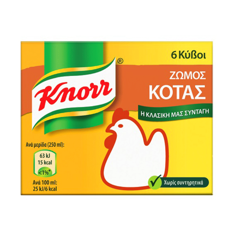 Knorr Kyvos 3 lit. Kota (Hähnchen) (60g) von Knorr bei Araxxon - Hochwertiges griechisches Produkt. Knorr Kyvos 3 lit. Kota (Hähnchen) (60g) από Knorr στο Araxxon - Αυθεντικό ελληνικό προϊόν.
