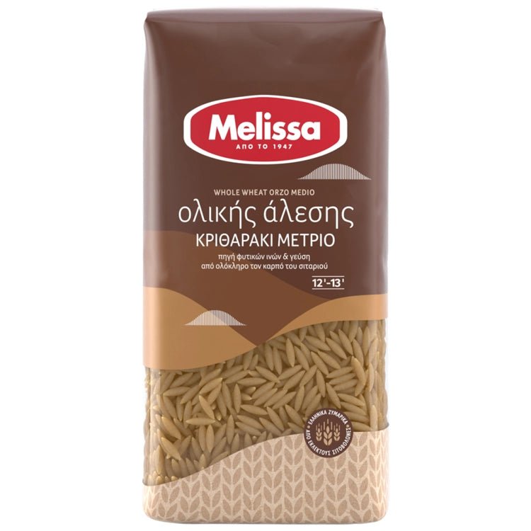 Kritharaki Vollkorn (500g) Melissa von Melissa bei Araxxon  - Hochwertiges griechisches Produkt.   Kritharaki Vollkorn (500g) Melissa από Melissa στο Araxxon  - Αυθεντικό ελληνικό προϊόν.