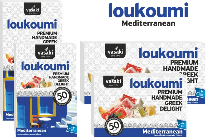 Loukoumi Mediterraner Geschmack (250g) Vasaki von Vasaki bei Araxxon  - Hochwertiges griechisches Produkt.   Loukoumi Mediterraner Geschmack (250g) Vasaki από Vasaki στο Araxxon  - Αυθεντικό ελληνικό προϊόν.