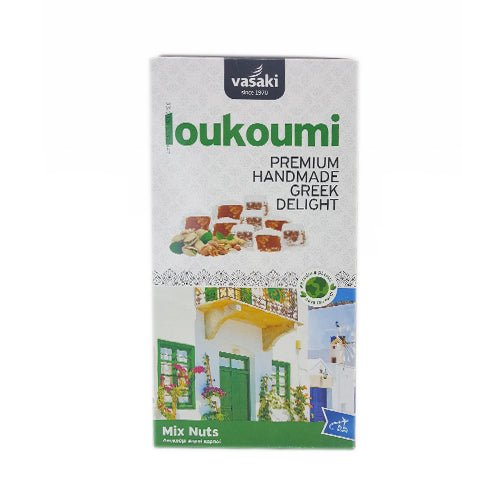 Loukoumi Nussmischung (250g) Vasaki von Vasaki bei Araxxon  - Hochwertiges griechisches Produkt.   Loukoumi Nussmischung (250g) Vasaki από Vasaki στο Araxxon  - Αυθεντικό ελληνικό προϊόν.