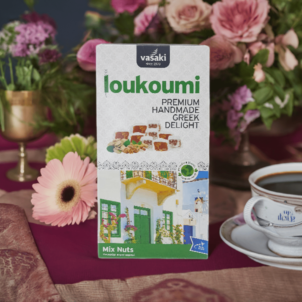 Loukoumi Nussmischung (250g) Vasaki von Vasaki bei Araxxon  - Hochwertiges griechisches Produkt.   Loukoumi Nussmischung (250g) Vasaki από Vasaki στο Araxxon  - Αυθεντικό ελληνικό προϊόν.