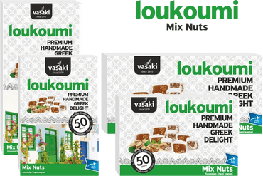 Loukoumi Nussmischung (250g) Vasaki von Vasaki bei Araxxon  - Hochwertiges griechisches Produkt.   Loukoumi Nussmischung (250g) Vasaki από Vasaki στο Araxxon  - Αυθεντικό ελληνικό προϊόν.