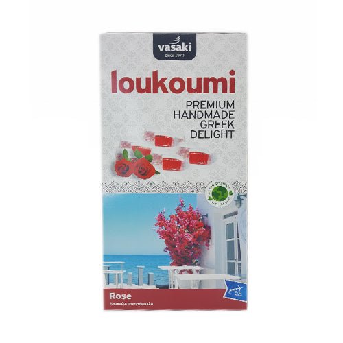Loukoumi Rose (250g) Vasaki von Vasaki bei Araxxon  - Hochwertiges griechisches Produkt.   Loukoumi Rose (250g) Vasaki από Vasaki στο Araxxon  - Αυθεντικό ελληνικό προϊόν.