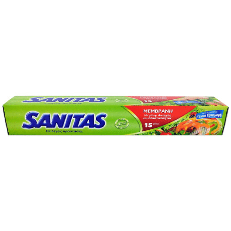 Memvrani (15m) Sanitas Frischhaltefolie von Sarantis bei Araxxon - Hochwertiges griechisches Produkt. Memvrani (15m) Sanitas Frischhaltefolie από Sarantis στο Araxxon - Αυθεντικό ελληνικό προϊόν.