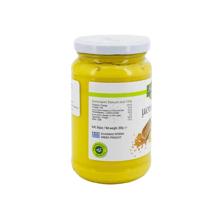 Pikanter Senf (360g) Almopia von Almopia bei Araxxon  - Hochwertiges griechisches Produkt.   Pikanter Senf (360g) Almopia από Almopia στο Araxxon  - Αυθεντικό ελληνικό προϊόν.