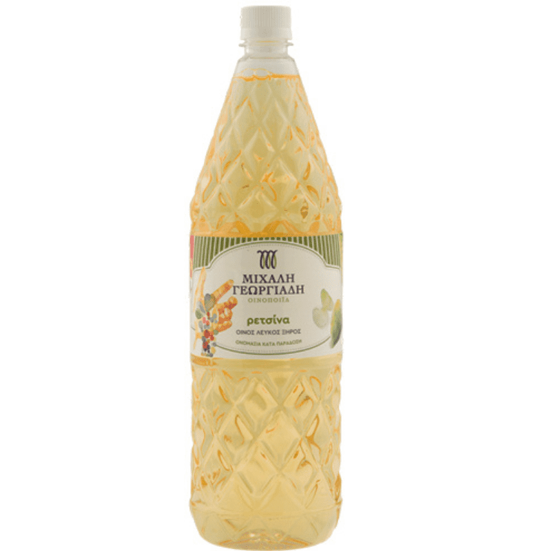 Retsina PET (1,5l) Georgiadi Michali von Georgiadis Bros S.A. bei Araxxon - Hochwertiges griechisches Produkt. Retsina PET (1,5l) Georgiadi Michali από Georgiadis Bros S.A. στο Araxxon - Αυθεντικό ελληνικό προϊόν.