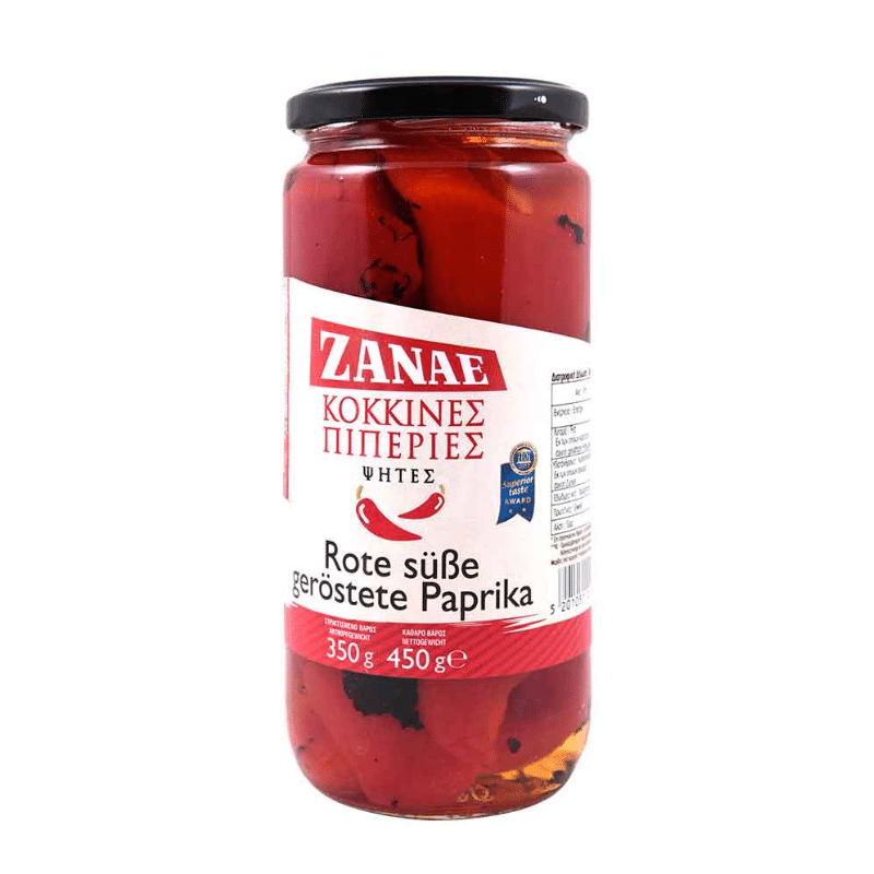 Rote süße geröstete Paprika (450g) Zanae von Zanae bei Araxxon  - Hochwertiges griechisches Produkt.   Rote süße geröstete Paprika (450g) Zanae από Zanae στο Araxxon  - Αυθεντικό ελληνικό προϊόν.