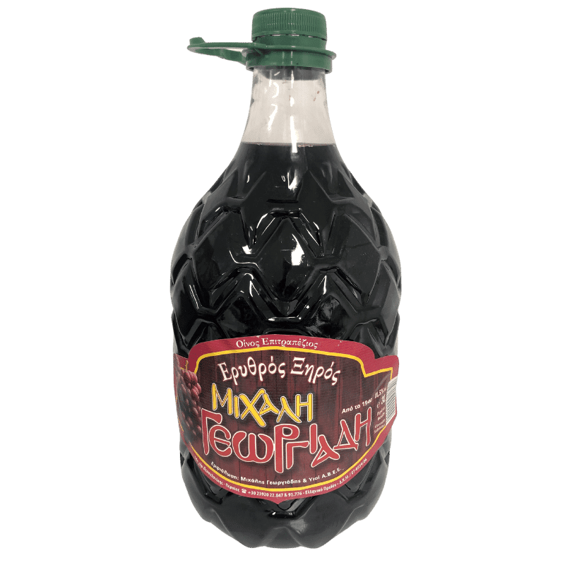 Rotwein trocken PET (3l) Georgiadi Michali von Georgiadis Bros S.A. bei Araxxon - Hochwertiges griechisches Produkt. Rotwein trocken PET (3l) Georgiadi Michali από Georgiadis Bros S.A. στο Araxxon - Αυθεντικό ελληνικό προϊόν.