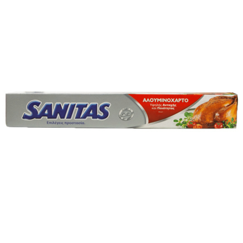 Sanitas Alouminocharto (Aluminiumfolie) (20m) von Sarantis bei Araxxon - Hochwertiges griechisches Produkt. Sanitas Alouminocharto (Aluminiumfolie) (20m) από Sarantis στο Araxxon - Αυθεντικό ελληνικό προϊόν.