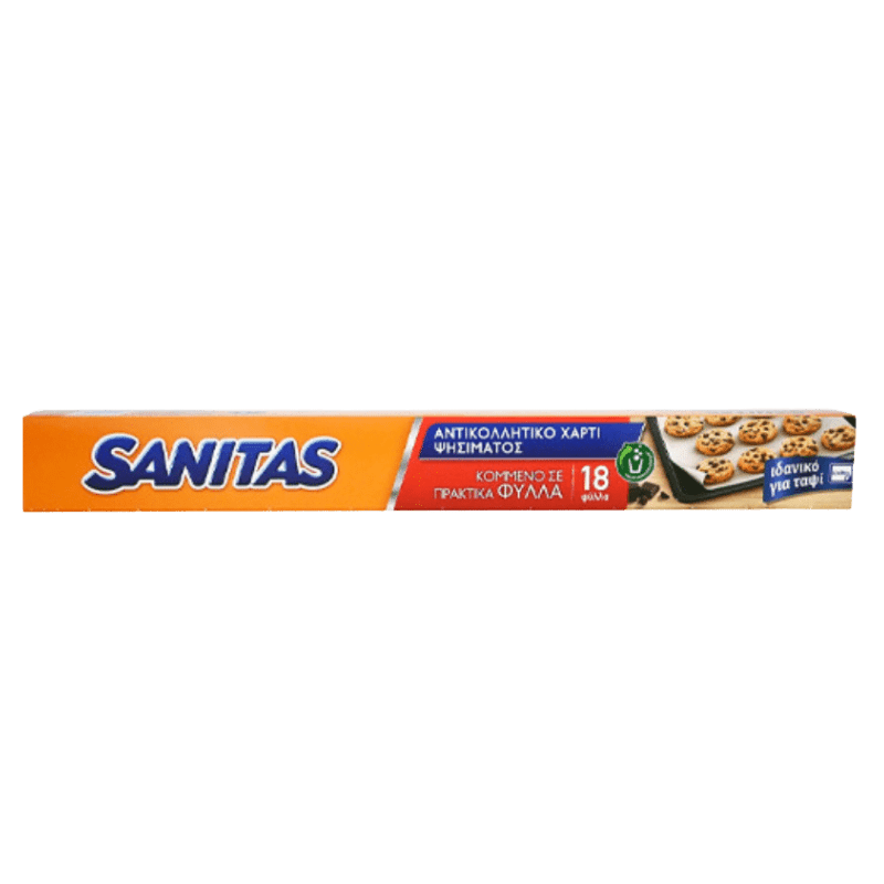 Sanitas Bake Antikollitiko Charti (Backpapapier) (18 Blatt) von Sanitas bei Araxxon - Hochwertiges griechisches Produkt. Sanitas Bake Antikollitiko Charti (Backpapapier) (18 Blatt) από Sanitas στο Araxxon - Αυθεντικό ελληνικό προϊόν.