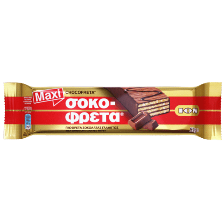 Schokofreta Maxi (52g) ION von ION bei Araxxon - Hochwertiges griechisches Produkt. Schokofreta Maxi (52g) ION από ION στο Araxxon - Αυθεντικό ελληνικό προϊόν.