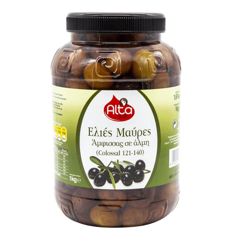 Schwarze Oliven von Amfissa (121-140) (1,61Kg) Alta Gusto (1kg Abtropfgewicht) von Alta Gusto bei Araxxon - Hochwertiges griechisches Produkt. Schwarze Oliven von Amfissa (121-140) (1,61Kg) Alta Gusto (1kg Abtropfgewicht) από Alta Gusto στο Araxxon - Αυθεντικό ελληνικό προϊόν.