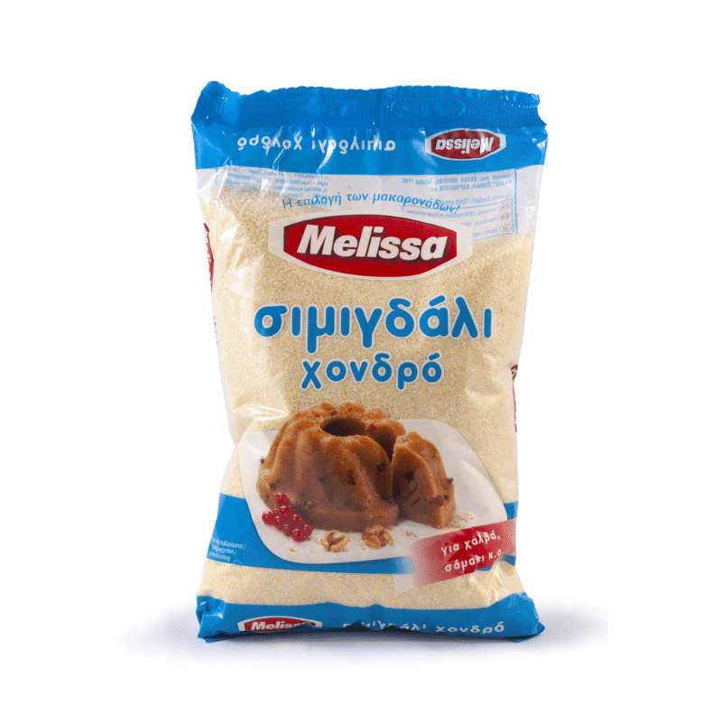 Simigdali Grober (Grieß) (500g) Melissa von Melissa bei Araxxon - Hochwertiges griechisches Produkt. Simigdali Grober (Grieß) (500g) Melissa από Melissa στο Araxxon - Αυθεντικό ελληνικό προϊόν.