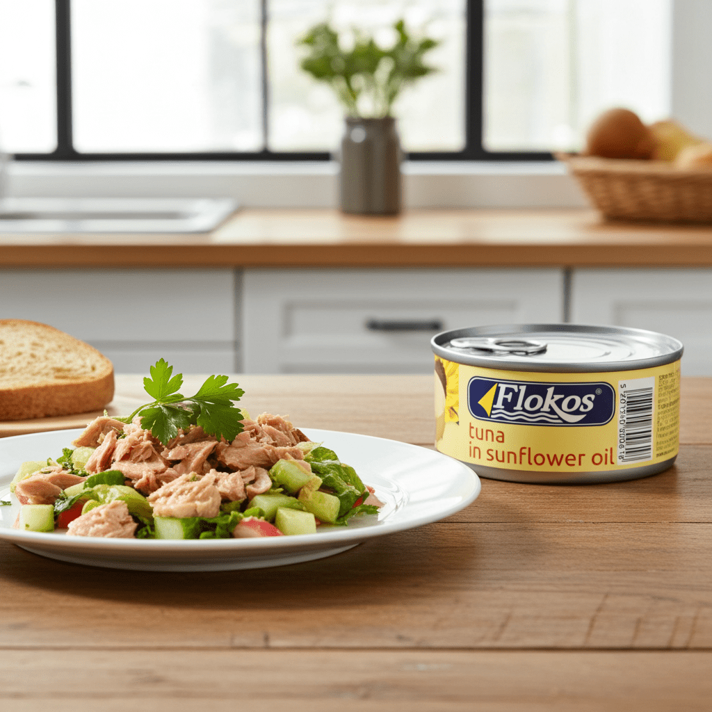 Thunfisch in Sonnenblumenöl (160g) Flokos - Araxxon