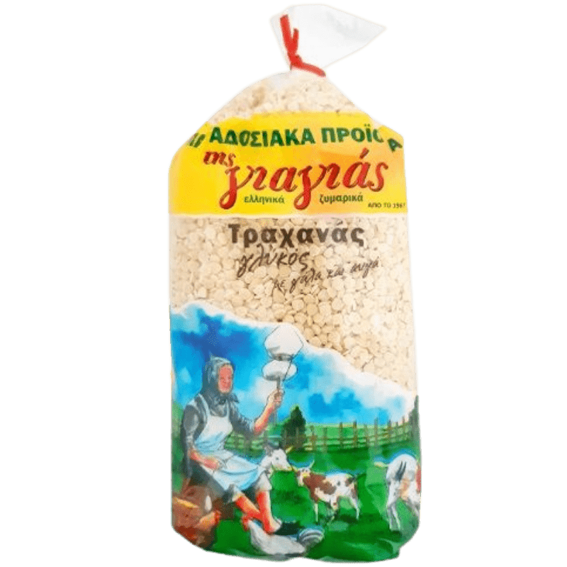 Trahanas Süß Glikos (500g) Tis Giagias von Tis Giagias bei Araxxon - Hochwertiges griechisches Produkt. Trahanas Süß Glikos (500g) Tis Giagias από Tis Giagias στο Araxxon - Αυθεντικό ελληνικό προϊόν.