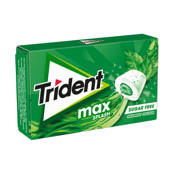Trident Max Splash Grüne Minze Kaugummi Zuckerfrei (22g) - Araxxon