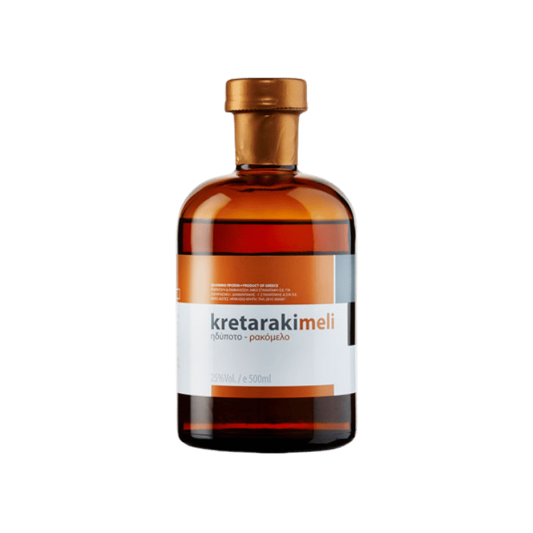 Tsikoudia Kretaraki mit Honig Rakomelo (500ml) von DS Distillers bei Araxxon - Hochwertiges griechisches Produkt. Tsikoudia Kretaraki mit Honig Rakomelo (500ml) από DS Distillers στο Araxxon - Αυθεντικό ελληνικό προϊόν.