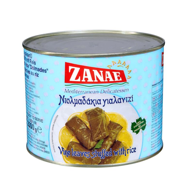 Weinblätter Dolmadakia mit Reis (2Kg) Zanae von Zanae bei Araxxon  - Hochwertiges griechisches Produkt.   Weinblätter Dolmadakia mit Reis (2Kg) Zanae από Zanae στο Araxxon  - Αυθεντικό ελληνικό προϊόν.