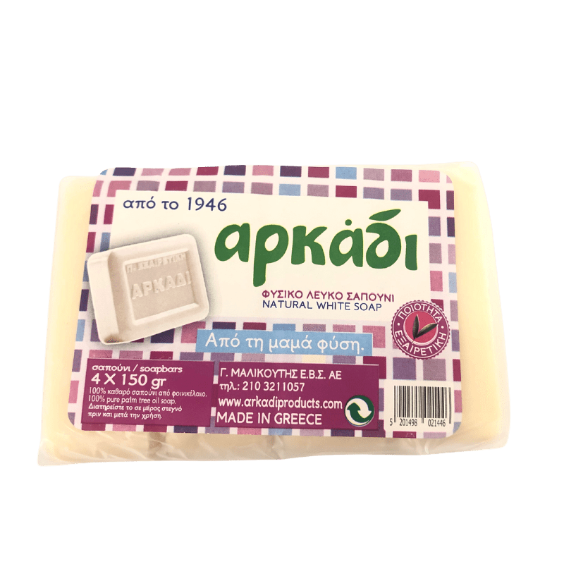 Weiße Seife Classic (4x150g) Arkadi von Arkadi bei Araxxon - Hochwertiges griechisches Produkt. Weiße Seife Classic (4x150g) Arkadi από Arkadi στο Araxxon - Αυθεντικό ελληνικό προϊόν.