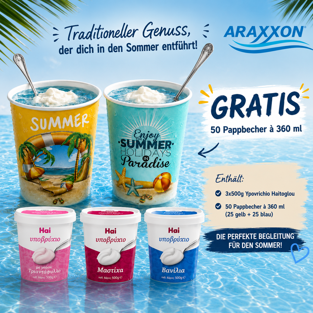 Ypovrichio Familienpackung (3x500g) Haitoglou + GRATIS 50x Pappbecher (25x360ml)