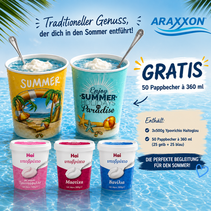 Ypovrichio Familienpackung (3x500g) Haitoglou + GRATIS 50x Pappbecher (25x360ml)