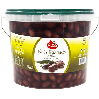 Alta Gusto Kalamata Oliven Jumbo (181 - 200) (9Kg) Abtropfgewicht: 5Kg von Alta Gusto bei Araxxon  - Hochwertiges griechisches Produkt.   Alta Gusto Kalamata Oliven Jumbo (181 - 200) (9Kg) Abtropfgewicht: 5Kg από Alta Gusto στο Araxxon  - Αυθεντικό ελληνικό προϊόν.  