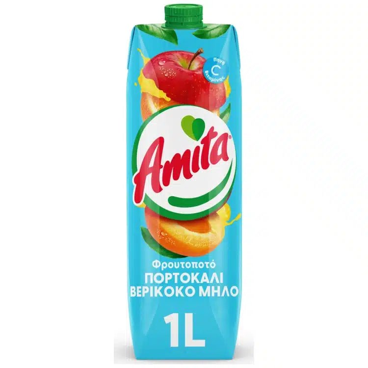 Amita Orangen-Apfel-Aprikosennektar (1l) von Amita bei Araxxon  - Hochwertiges griechisches Produkt.   Amita Orangen-Apfel-Aprikosennektar (1l) από Amita στο Araxxon  - Αυθεντικό ελληνικό προϊόν.  