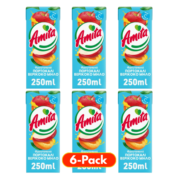 Amita Orangen - Apfel - Aprikosennektar Familienpackung (6x250ml) - Araxxon