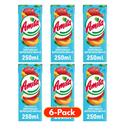 Amita Orangen - Apfel - Aprikosennektar Familienpackung (6x250ml) - Araxxon
