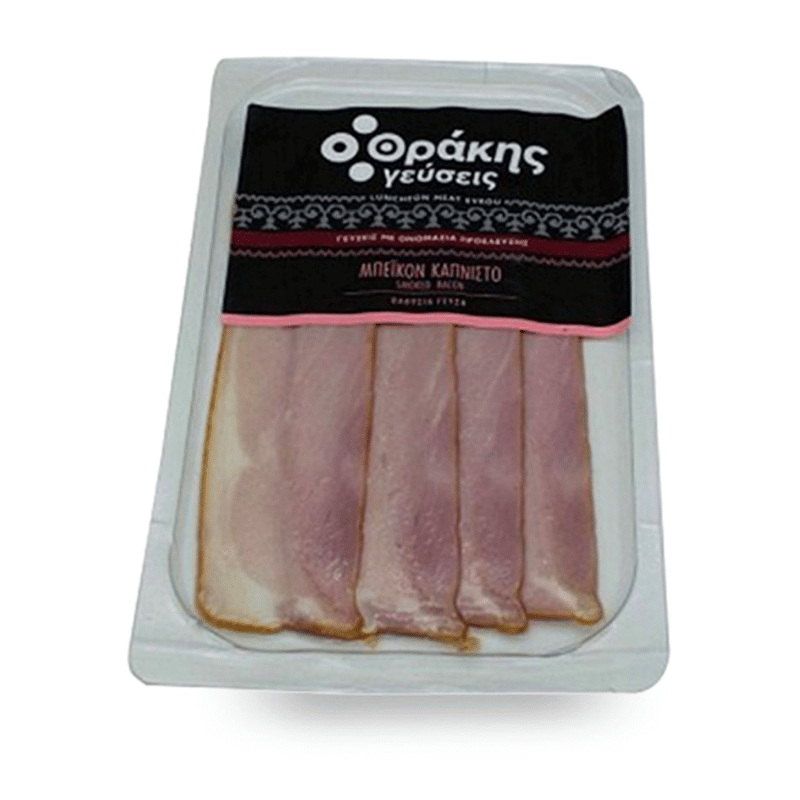 Bacon Plaka Kanisto (80g) Thrakis Gefseis von Thrakis Gefseis bei Araxxon  - Hochwertiges griechisches Produkt.   Bacon Plaka Kanisto (80g) Thrakis Gefseis από Thrakis Gefseis στο Araxxon  - Αυθεντικό ελληνικό προϊόν.  