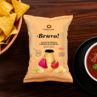 Bravo (Brava-Sauce Rezept) Chips (115g) Plaza del Sol von Plaza del Sol bei Araxxon  - Hochwertiges griechisches Produkt.   Bravo (Brava-Sauce Rezept) Chips (115g) Plaza del Sol από Plaza del Sol στο Araxxon  - Αυθεντικό ελληνικό προϊόν.  