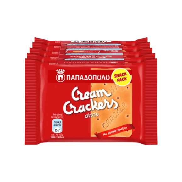 Cream Crackers Weizen (5x43g) Papadopoulos von Papadopoulos bei Araxxon  - Hochwertiges griechisches Produkt.   Cream Crackers Weizen (5x43g) Papadopoulos από Papadopoulos στο Araxxon  - Αυθεντικό ελληνικό προϊόν.  