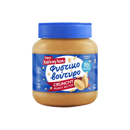 Crunchy Erdnussbutter (350g) Haitoglou von Haitoglou bei Araxxon  - Hochwertiges griechisches Produkt.   Crunchy Erdnussbutter (350g) Haitoglou από Haitoglou στο Araxxon  - Αυθεντικό ελληνικό προϊόν.  