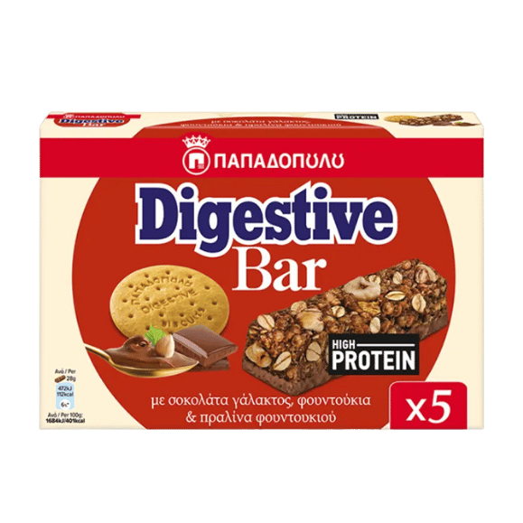 Digestive Bar mit Protein (Haselnuss) (5x28g) Papadopoulou - Araxxon