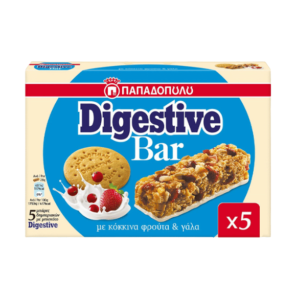 Digestive Bar mit Rote Früchte & Milch (5x28g) Papadopoulou - Araxxon