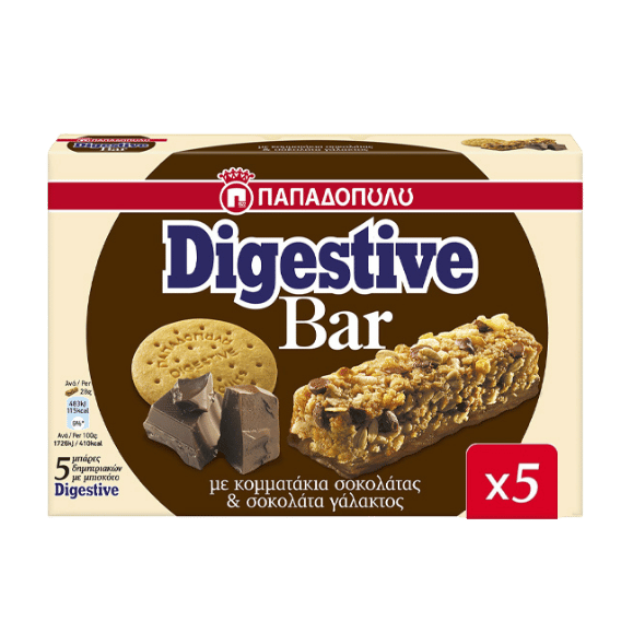 Digestive Bar mit Schokolade (5x28g) Papadopoulou - Araxxon